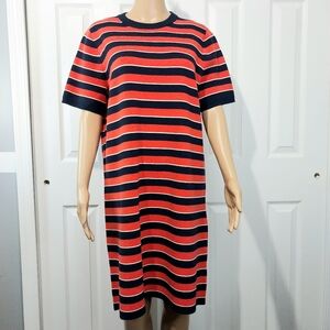 J.Crew Stripe Short Sleeve Merino Wool Sweater Dress, Size L